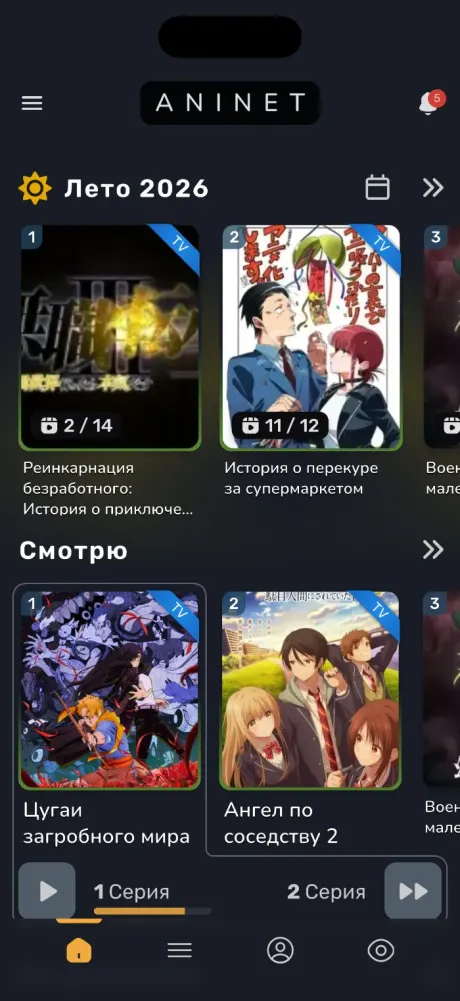 AniNet на iPhone: главная
